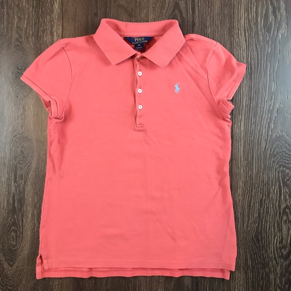 Polo Ralph Lauren Girls Preppy Style Casual Pink Cotton Polo Shirt Gray Pony XL - Picture 2 of 5